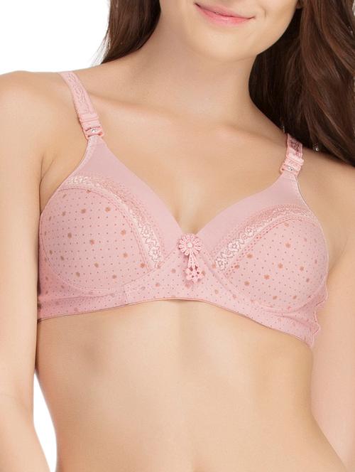 pink printed cotton regular bra - 11112673 - Very Small Image - 1