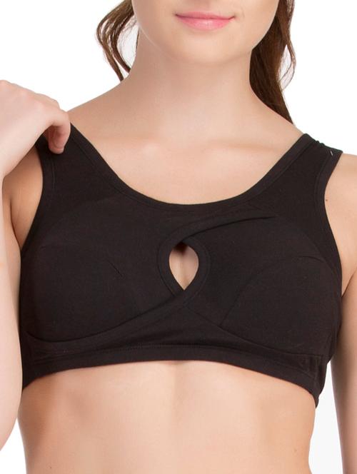 solid black cotton sports bra - 11112674 - Very Small Image - 1