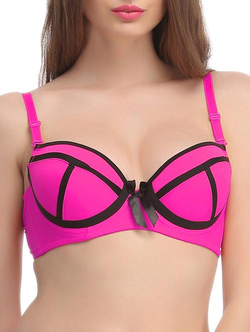 pink and black polyester push up bra - 11112681 - Very Small Image - 1