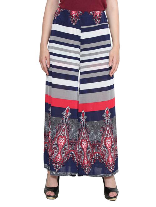 multi colored, viscose printed palazzo - 11113058 - Very Small Image - 1