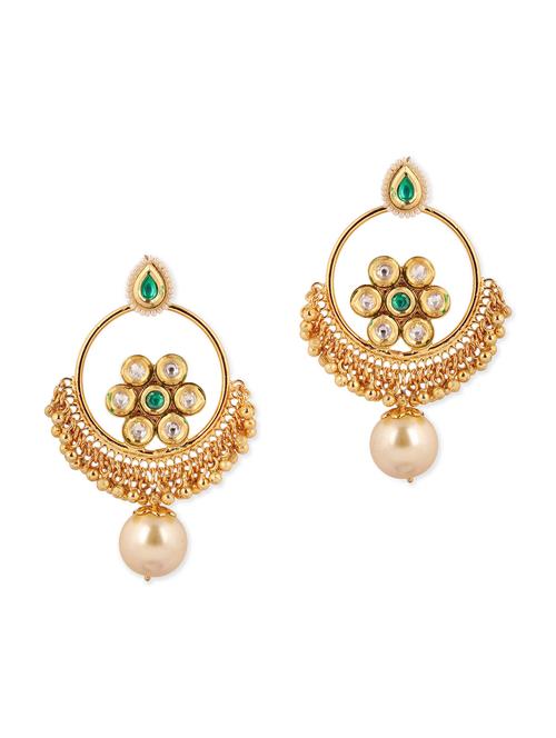 gold metal pearl balli earrings - 11113125 - Very Small Image - 1