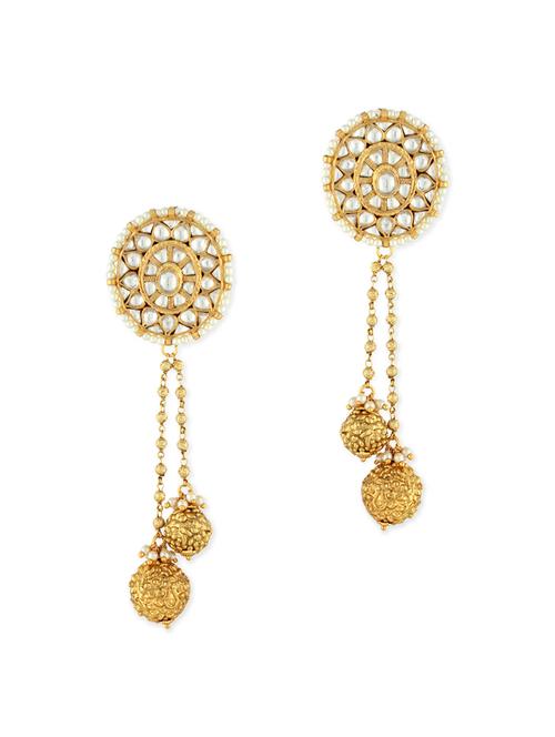 golden metal drop earring - 11113146 - Very Small Image - 1