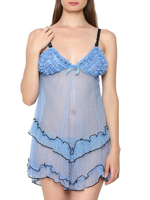 sky blue nylon babydoll - 11113228 - Very Small Image - 1