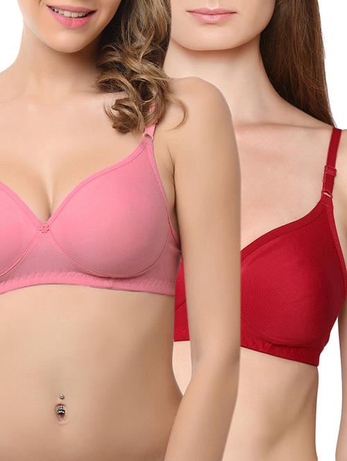 maroon, dark peach cotton bra - 11113488 - Very Small Image - 1