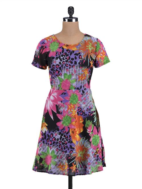 multi pattern printed a-line dress - 1111681 - Very Small Image - 1