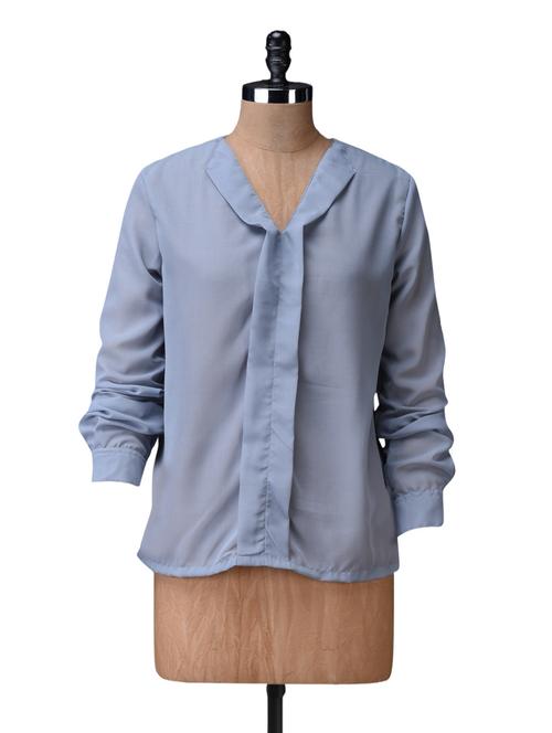 solid full sleeves georgette top - 1111868 - Very Small Image - 1