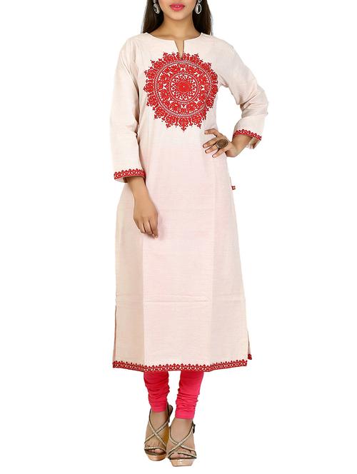 cream cotton kurta - 11118775 - Very Small Image - 1
