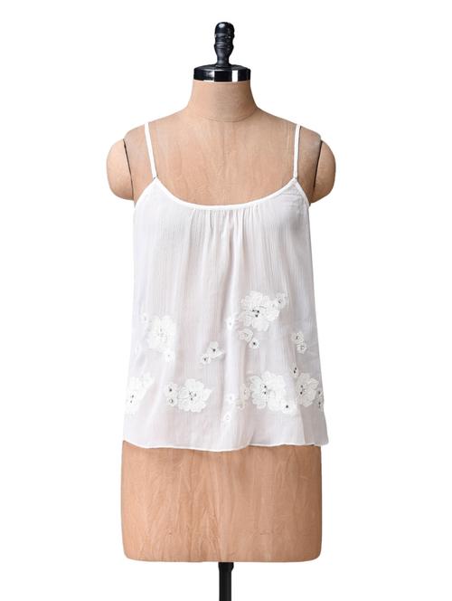 cami neck embroidered chiffon top - 1111915 - Very Small Image - 1