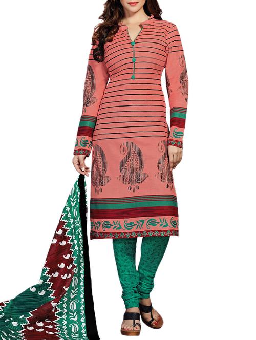 pink cotton unstitched suit - 11119181 - Very Small Image - 1