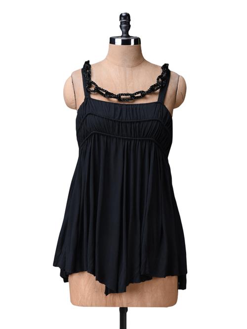 black cami neck poly cotton top - 1111929 - Very Small Image - 1