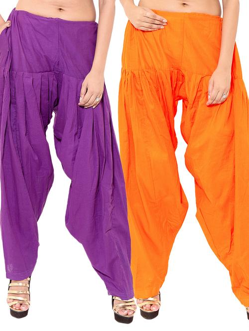 orange rayon patiyala salwars - 11120140 - Very Small Image - 1