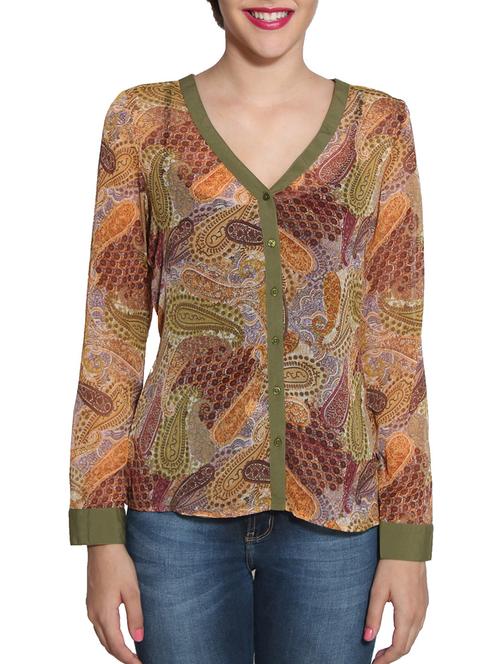 orange printed top - 11121546 - Very Small Image - 1