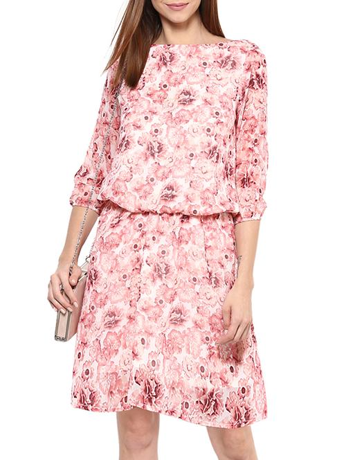 pink georgette aline dress - 11122649 - Very Small Image - 1