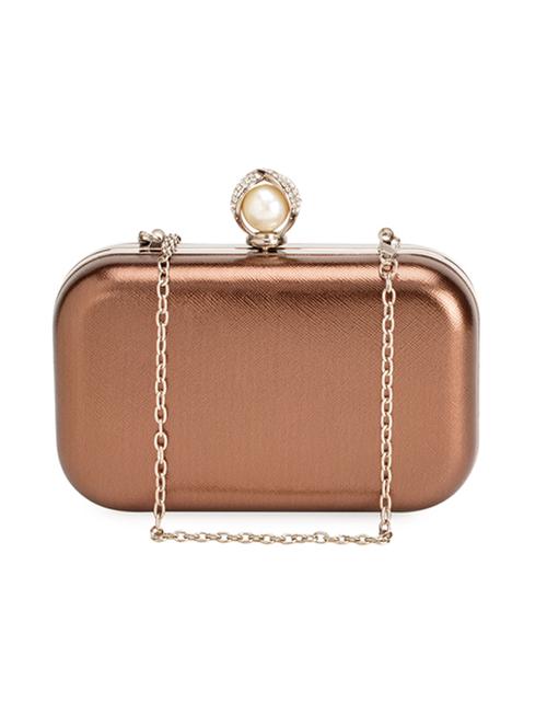bronze leatherette clutch - 11122871 - Very Small Image - 1