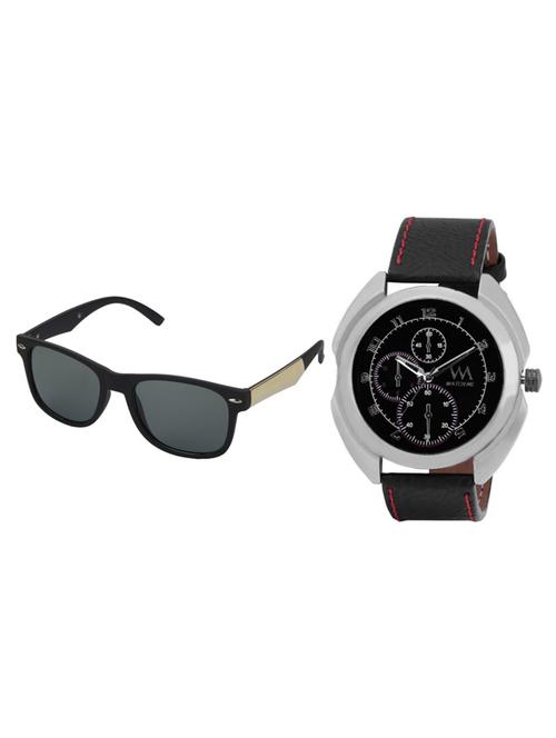 black leather wrist watch - 11123303 - Very Small Image - 1
