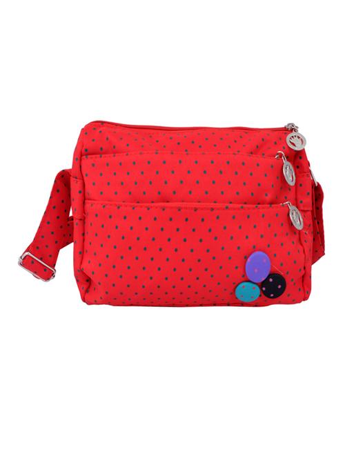 red polyester polka dot print sling bag - 11127143 - Very Small Image - 1