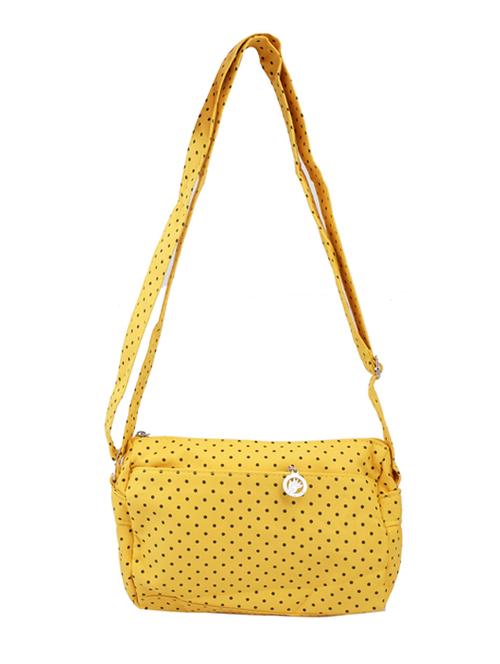 yellow polyester polka dot print sling bag - 11127145 - Very Small Image - 1