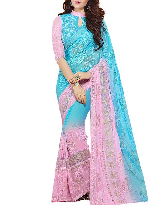 multi chiffon embroidered saree - 11127778 - Very Small Image - 1
