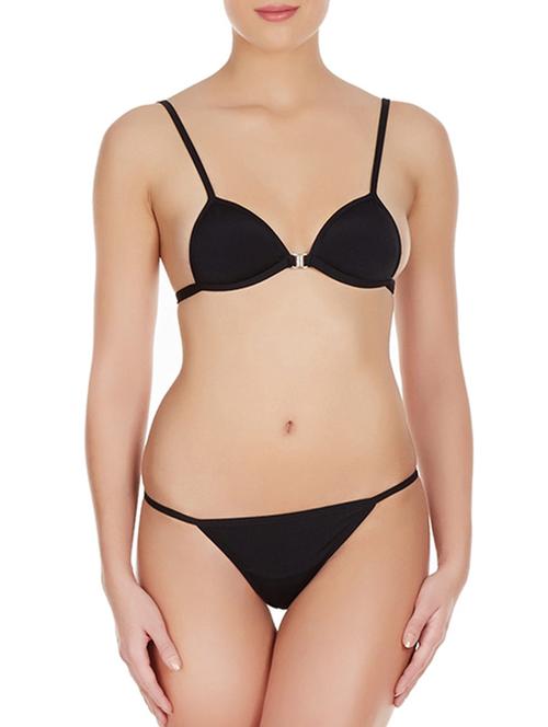 black polyester bras and panty set - 11128071 - Very Small Image - 1