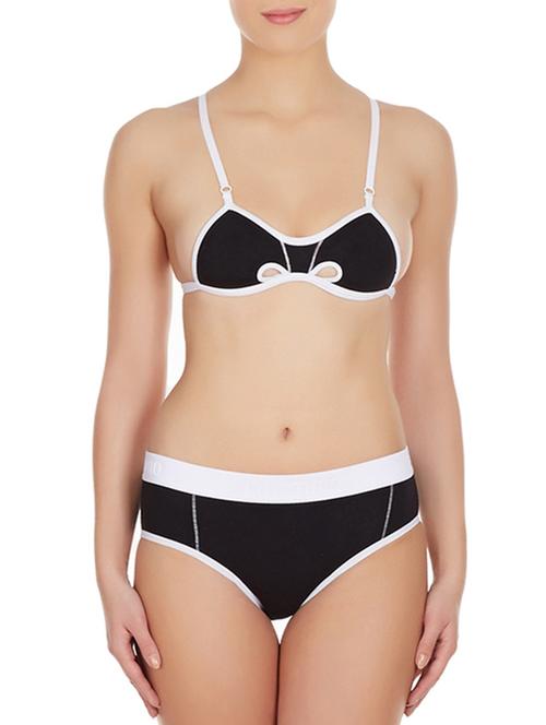 black cotton bras and panty set - 11128081 - Very Small Image - 1