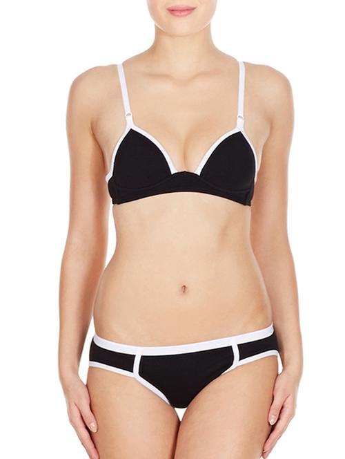 black cotton bras and panty set - 11128099 - Very Small Image - 1