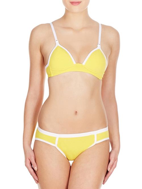 yellow cotton bras and panty set - 11128102 - Very Small Image - 1
