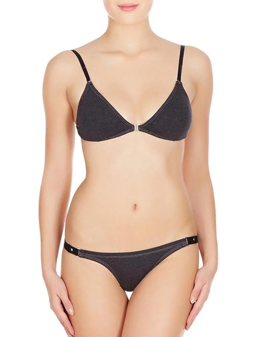 black cotton bras and panty set - 11128109 - Very Small Image - 1
