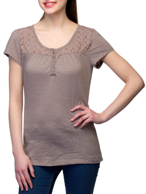 brown cotton regular top - 11129589 - Very Small Image - 1