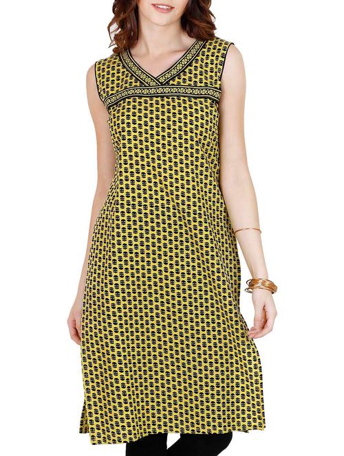 yellow cotton kurti - 11130857 - Very Small Image - 1