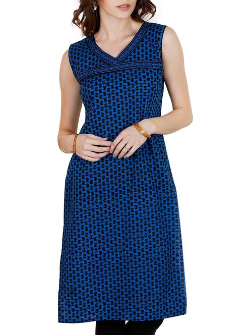 blue cotton kurti - 11130858 - Very Small Image - 1