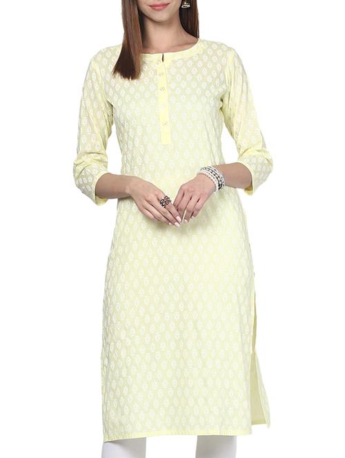 yellow cotton kurta - 11132795 - Very Small Image - 1