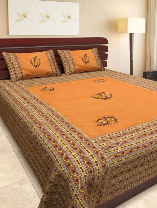 orange cotton bed sheet set - 11132917 - Very Small Image - 1