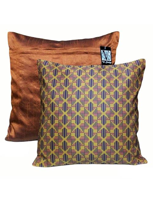 digitally printed geometric pattern (mustard) cushion cover - 11136693 - Very Small Image - 1