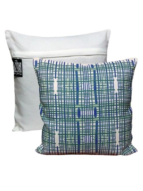 digitally printed abstract turquoise check cushion cover - 11136698 - Very Small Image - 1