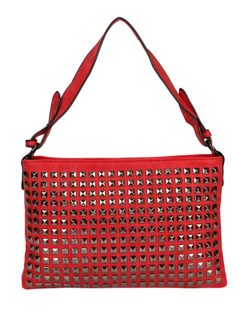 red leatherette embellished sling bag - 11140919 - Very Small Image - 1