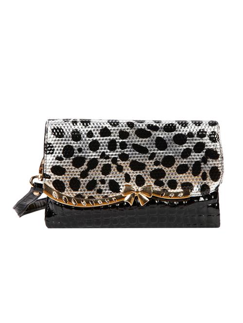 black leatherette animal print sling bag - 11140927 - Very Small Image - 1