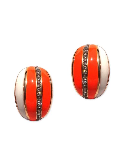 orange metal studs earring - 11142230 - Very Small Image - 1