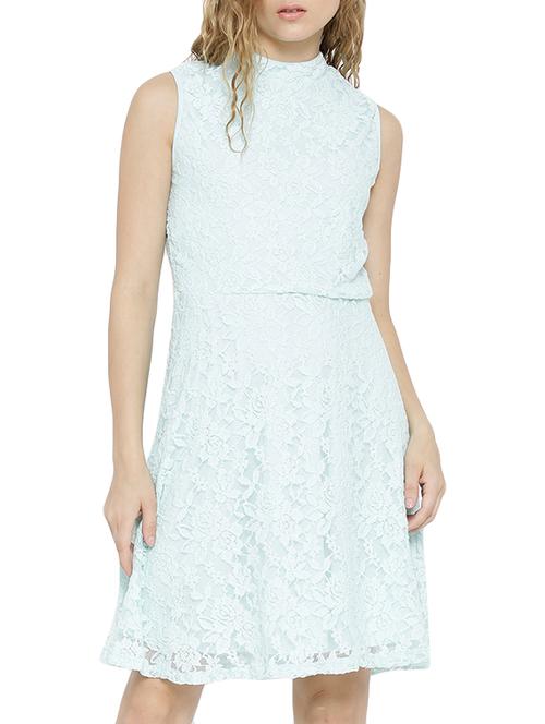 light blue net fit & flare dress - 11142853 - Very Small Image - 1