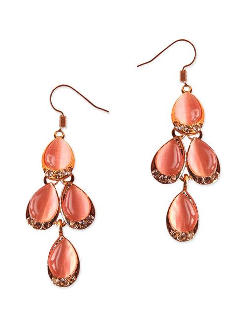 pink metal drop earrings - 11143293 - Very Small Image - 1