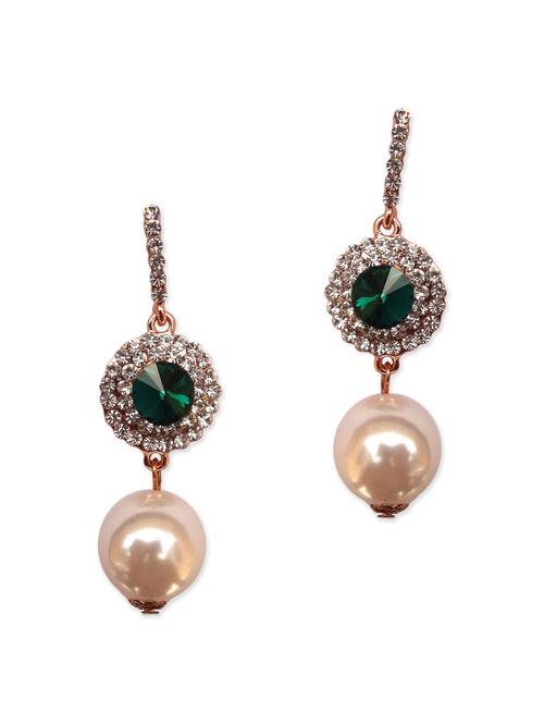 green metal pearl earrings - 11143306 - Very Small Image - 1