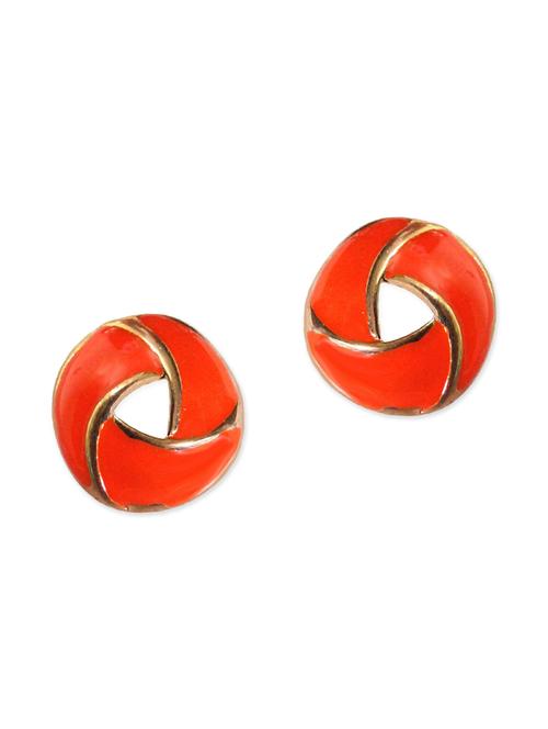 orange metal studs earring - 11143310 - Very Small Image - 1