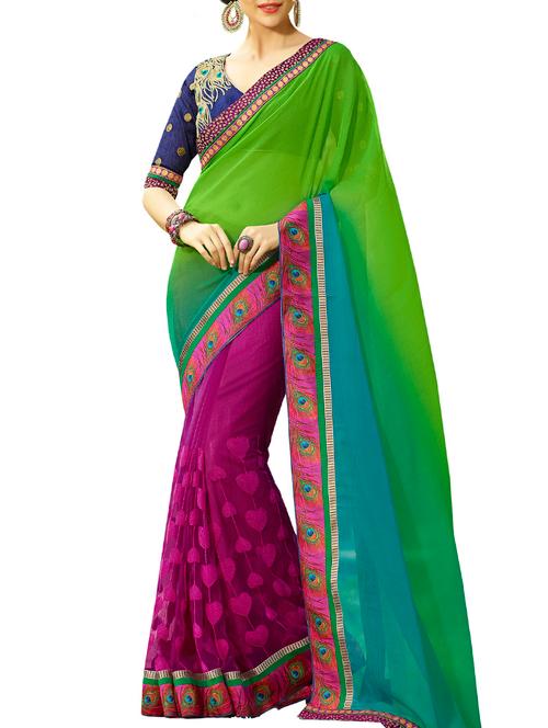 multicolor georgette saree - 11144974 - Very Small Image - 1