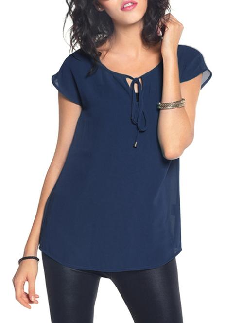 tie-up neck cap sleeved top - 11145222 - Very Small Image - 1