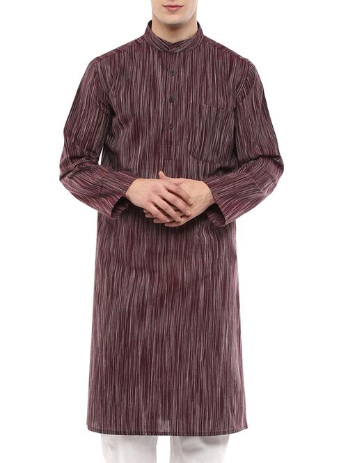 brown cotton long kurta - 11145320 - Very Small Image - 1