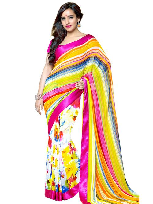 multicolor georgette saree - 11145545 - Very Small Image - 1