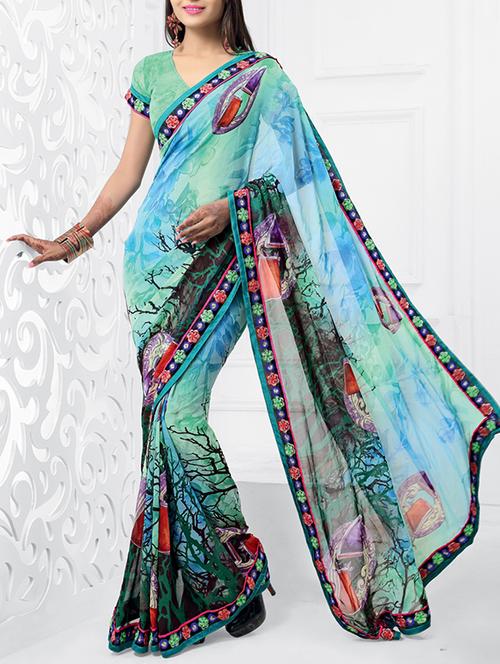 multicolor georgette saree - 11145600 - Very Small Image - 1