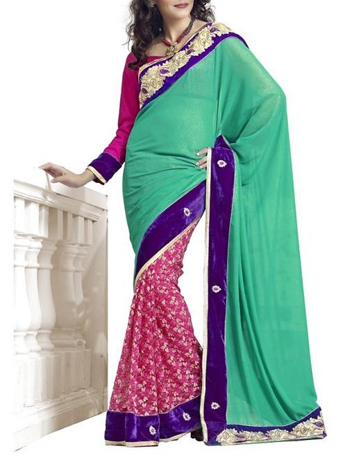 multi colored georgette saree with blouse - 11149349 - Very Small Image - 1