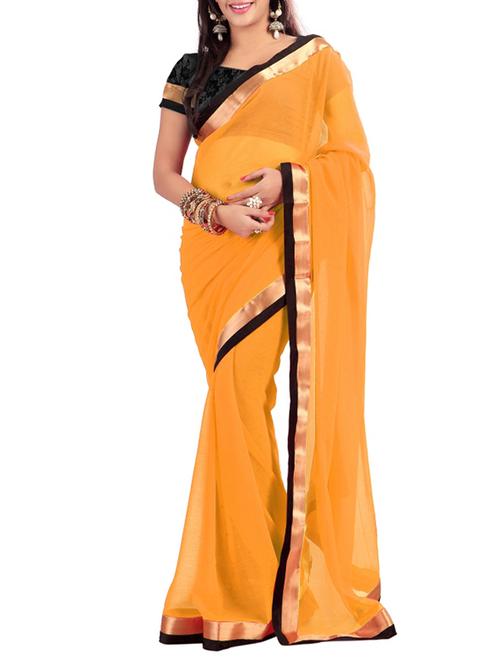 yellow chiffon saree with blouse - 11149355 - Very Small Image - 1
