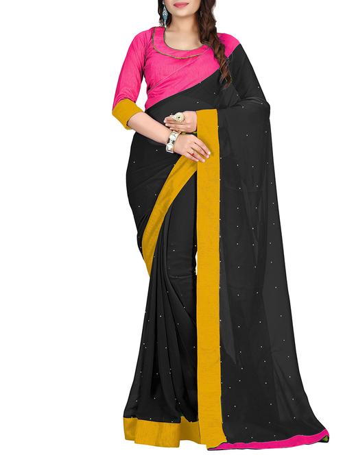 black georgette saree with blouse - 11149376 - Very Small Image - 1