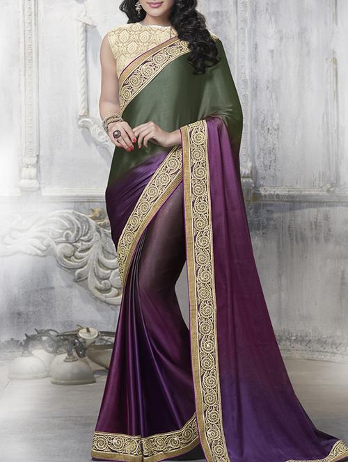 multi colored satin saree with blouse - 11149391 - Very Small Image - 1